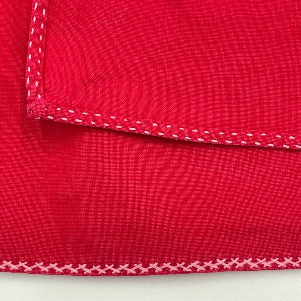 Vintage Appliquéd Christmas Tablecloth Red Large‎ Kitchen Holiday Xmas Festive